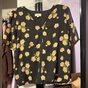 Grey and Yellow Floral Loft Blouse